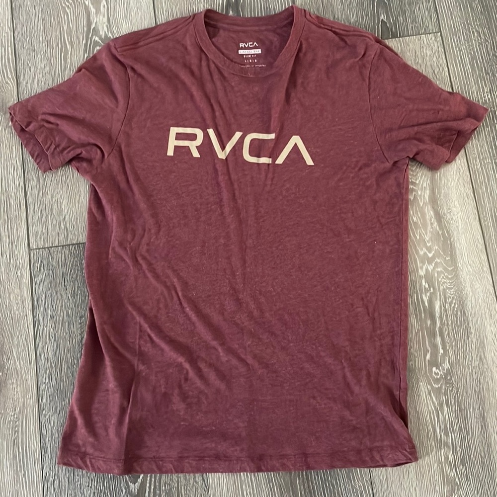 Burgundy mens RVCA T-shirt